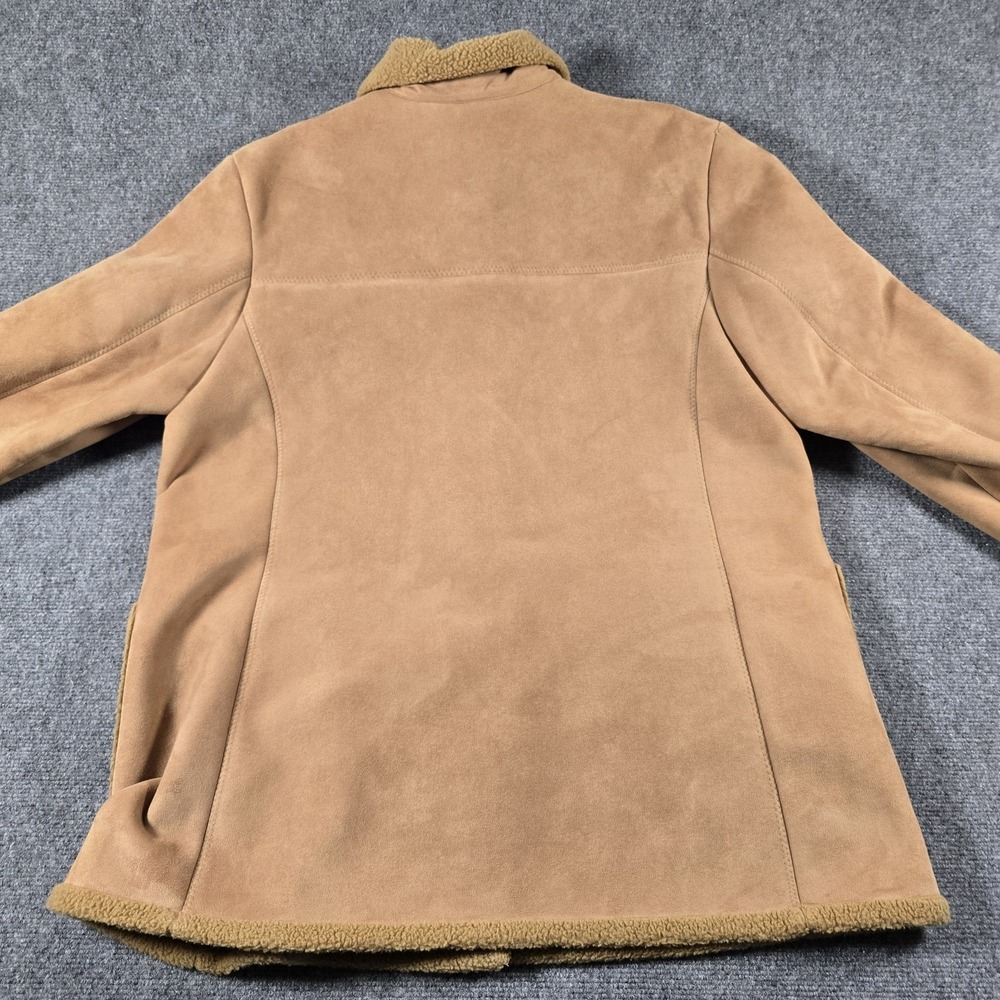 Mulberry Street Womens XL Faux Suede Sherpa Coat Tan Button Front Jacket - Picture 5 of 10
